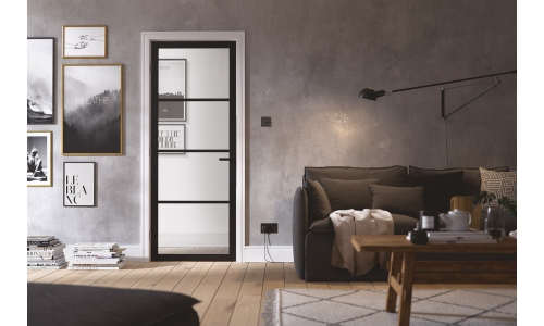 LPD black clear glazed Soho internal door - part of the Manhatton range