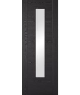 Vancouver Long Light Pre-Finished Charcoal Black Door