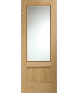Andria Unfinished Oak Door with Clear Bevelled Glass and Raised Mouldings