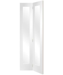 Pattern 10 Bi-fold Internal White Primed Door with Clear Glass