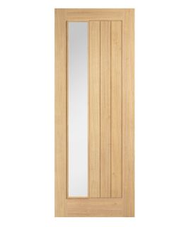 Belize Clear Glazed Offset Oak Veneered Unfinished Door