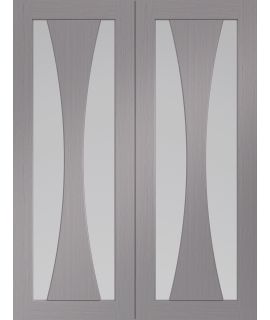 Internal Light Grey Pre-Finished Verona Pair (Clear Glass) of Door