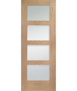 Shaker 4 Light Pre-Finished Internal Oak Door with Clear Glass