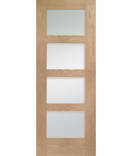 Shaker 4 Light Pre-Finished Internal Oak Door with Obscure Glass