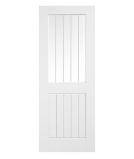 Smooth White Primed Moulded Cottage Doors with Clear Glass